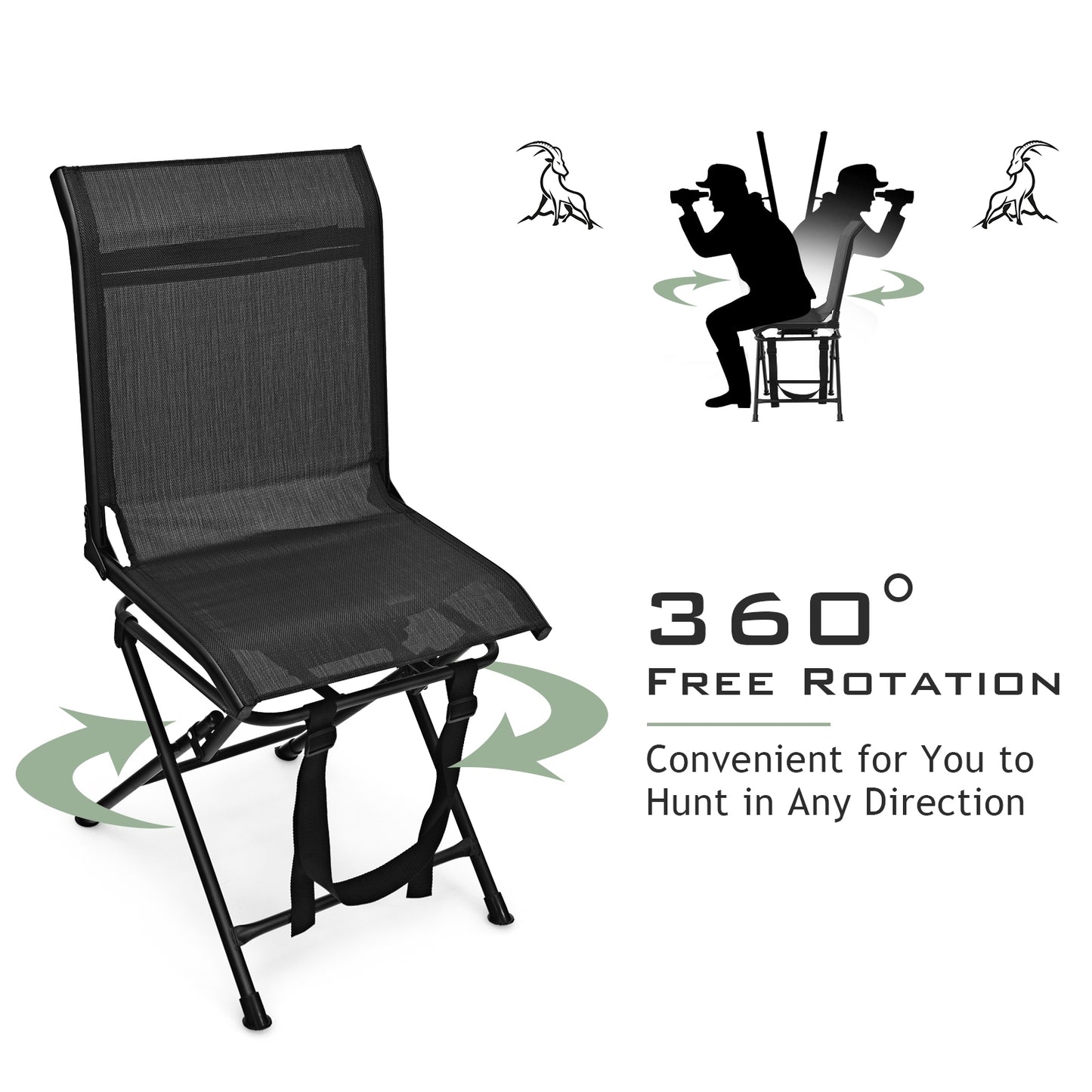 360° Swivel Folding Camping Chair with Iron Frame