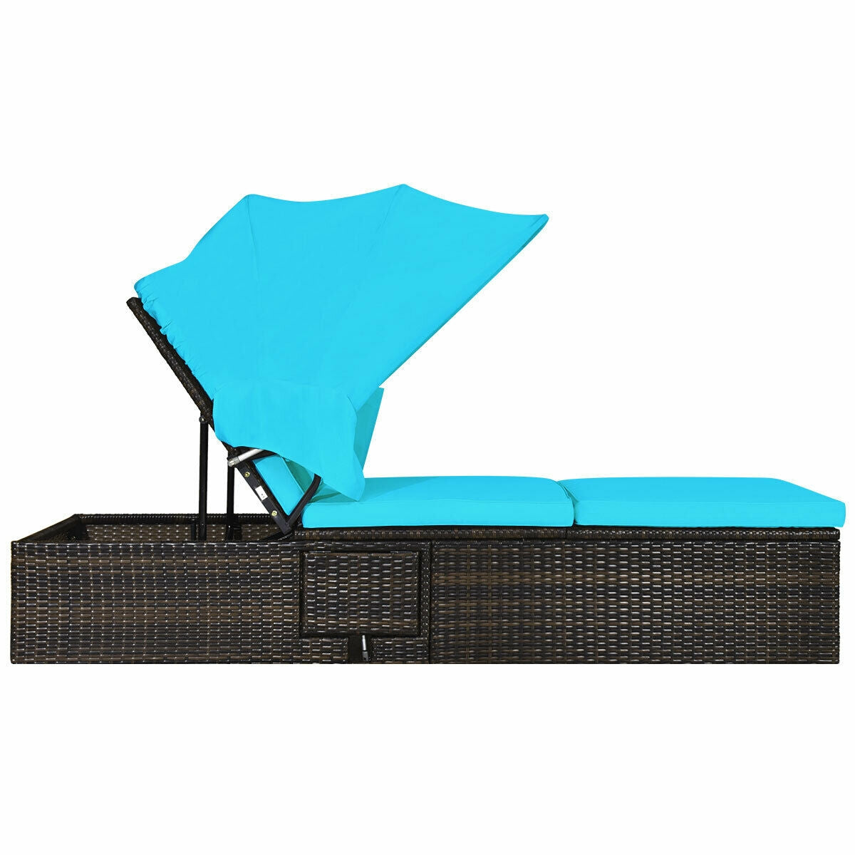 Outdoor Chaise Lounge with Canopy and Cushion