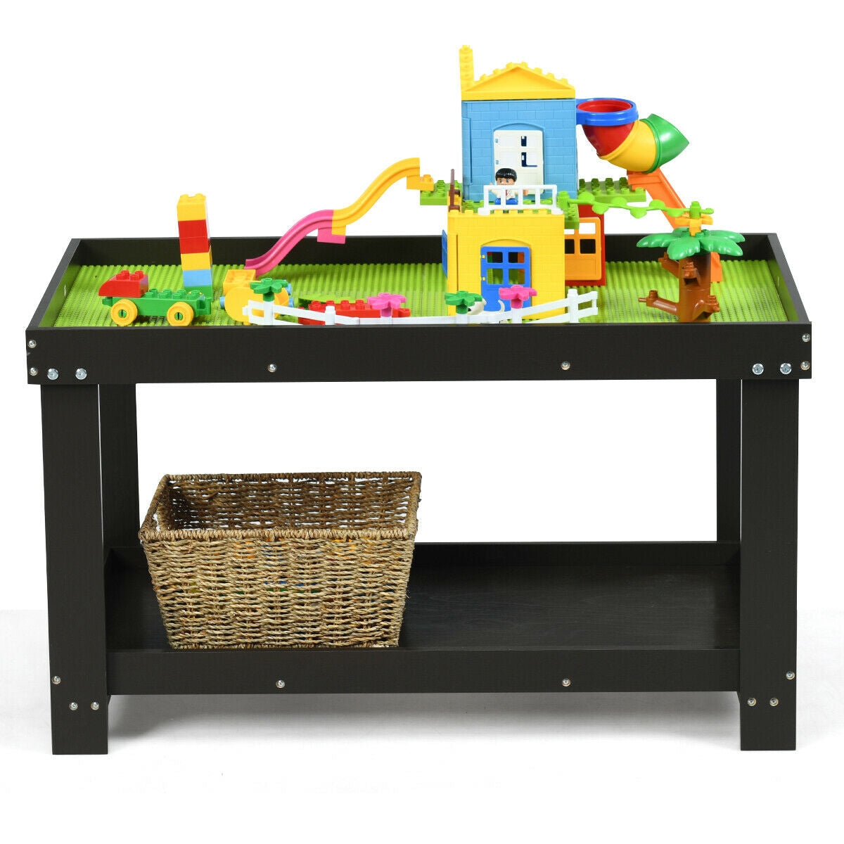 Kids Activity Play Table with Storage - Solid Pine Wood