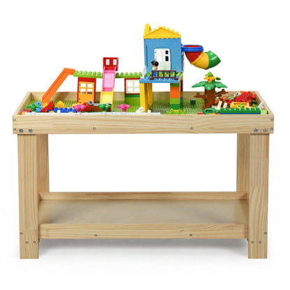 Kids Activity Play Table with Storage - Solid Pine Wood
