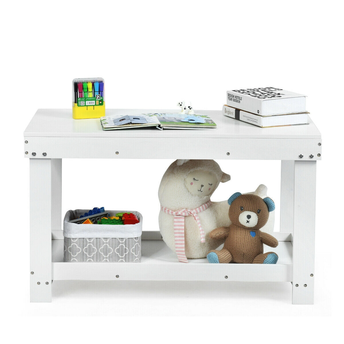 Kids Activity Play Table with Storage - Solid Pine Wood
