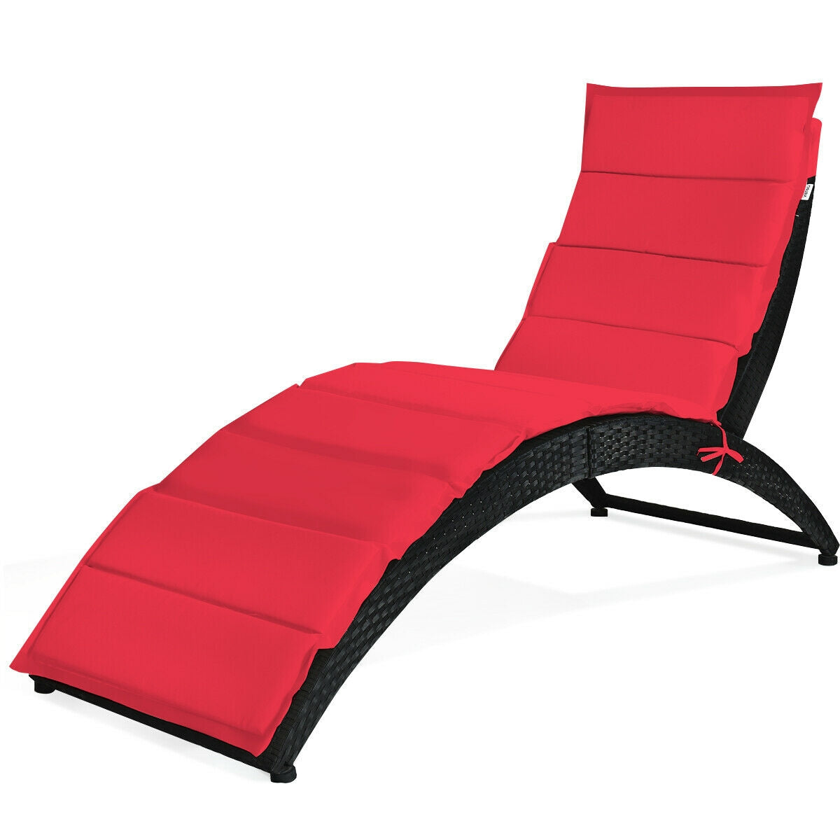 Folding Rattan Lounge Chair with Cushion - Outdoor Patio