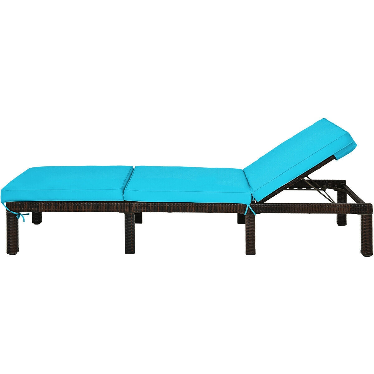 Adjustable Rattan Chaise Lounge with Cushion