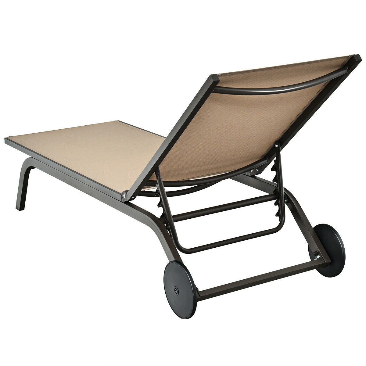 Adjustable Outdoor Chaise Lounge Chair with Wheels