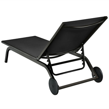 Adjustable Outdoor Chaise Lounge Chair with Wheels