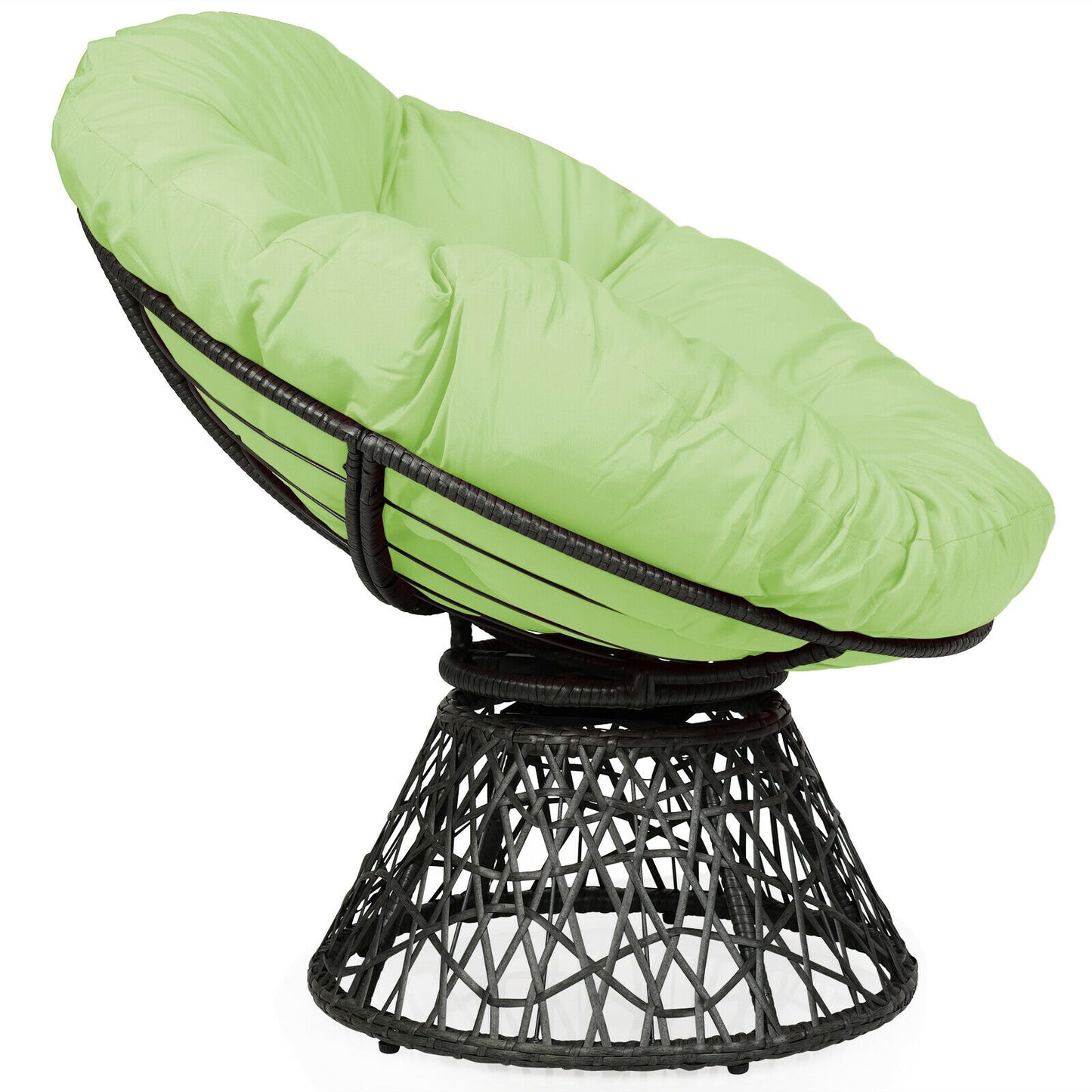 Rattan Papasan Chair with 360° Swivel and Cushion
