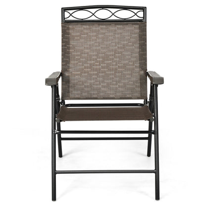 Folding Patio Dining Chairs Set of 2 with Armrests