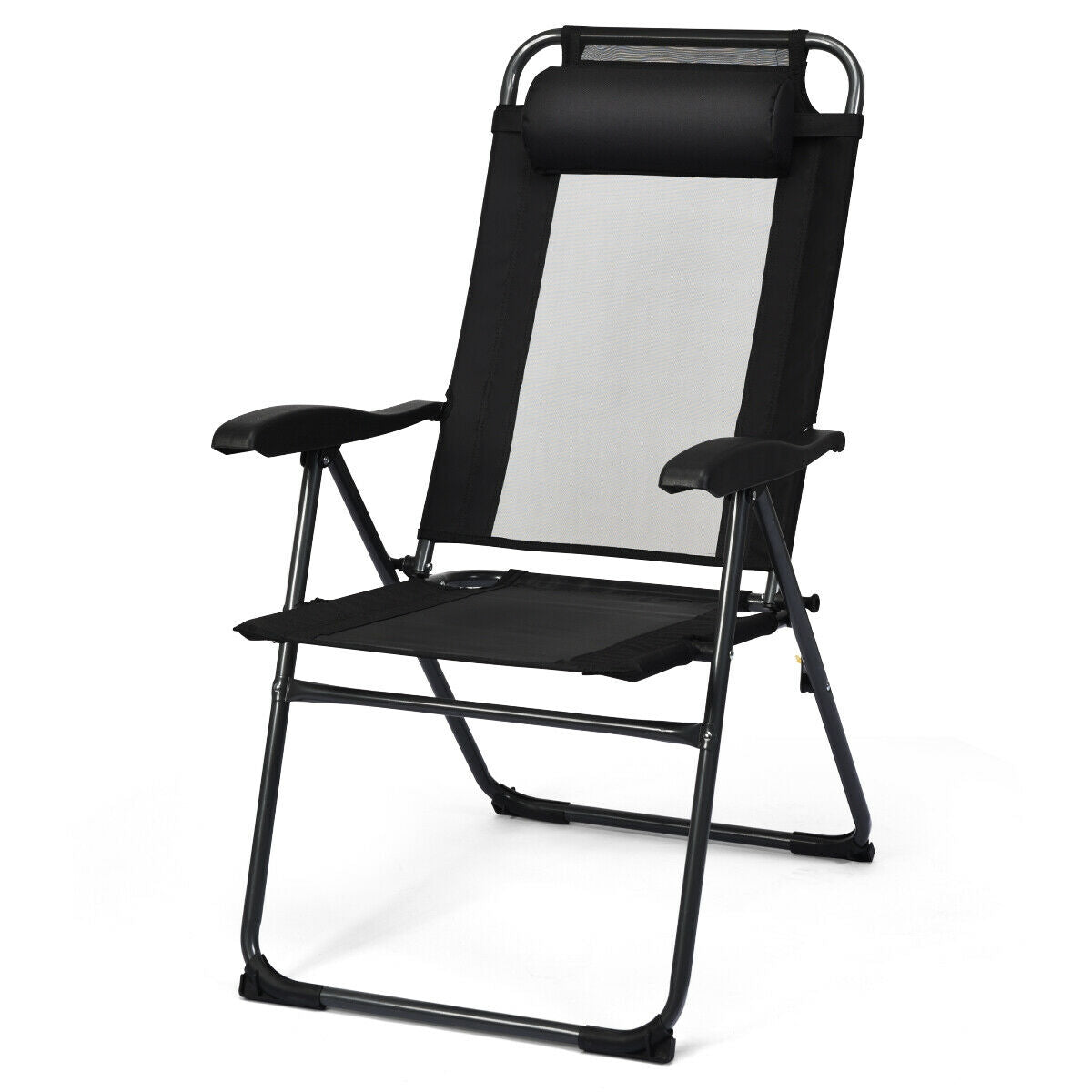 Adjustable Folding Patio Chairs with Headrest, Set of 4