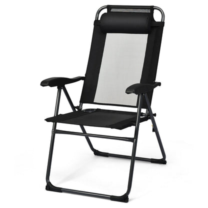 Adjustable Folding Patio Chairs with Headrest, Set of 4