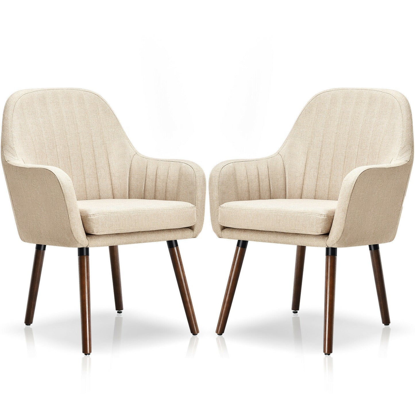 Upholstered Accent Chairs Set of 2 with Wooden Legs