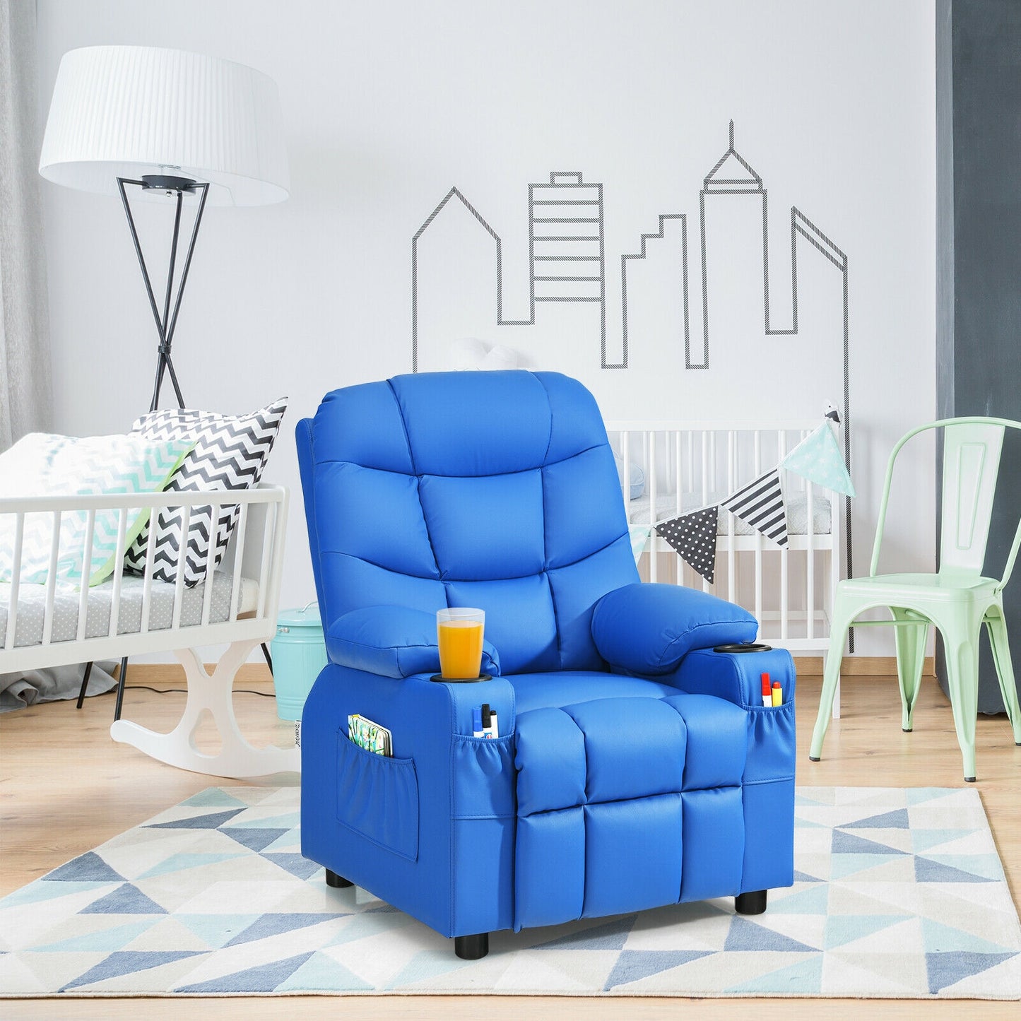 Kids Recliner Chair with Cup Holder and Footrest