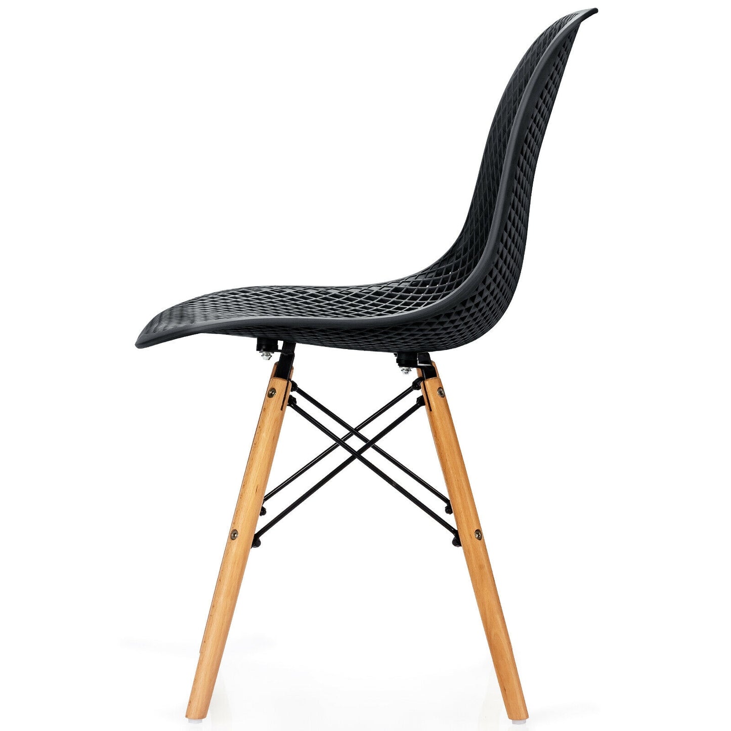 Modern Hollow Dining Chairs Set of 4 with Wood Legs