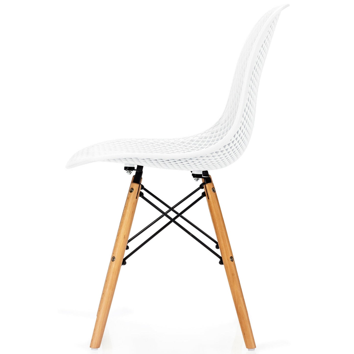Modern Hollow Dining Chairs Set of 4 with Wood Legs
