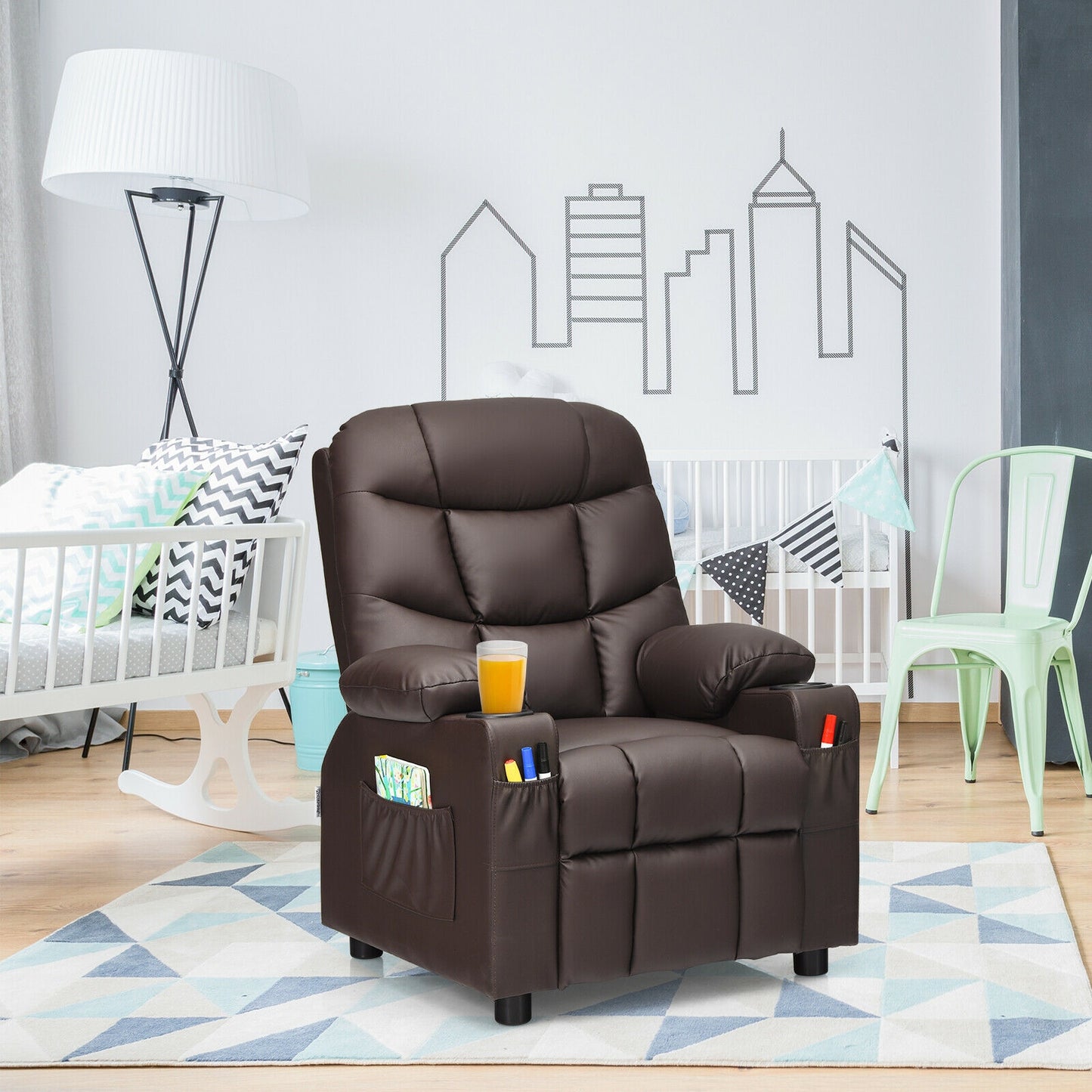 Kids Recliner Chair with Cup Holder and Footrest