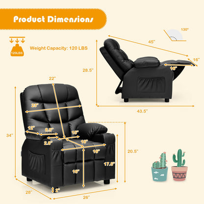 Kids Recliner Chair with Cup Holder and Footrest