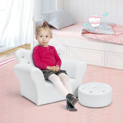 Kids Sofa Armrest Chair with Ottoman for Toddlers