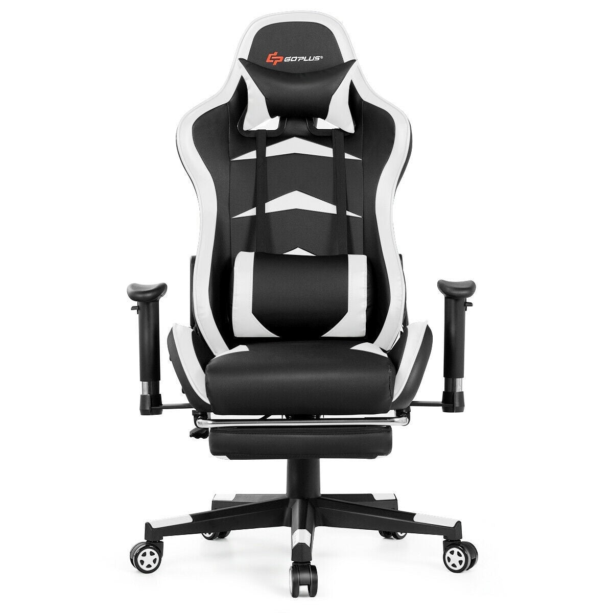 Gaming Chair with Massage Lumbar & Retractable Footrest