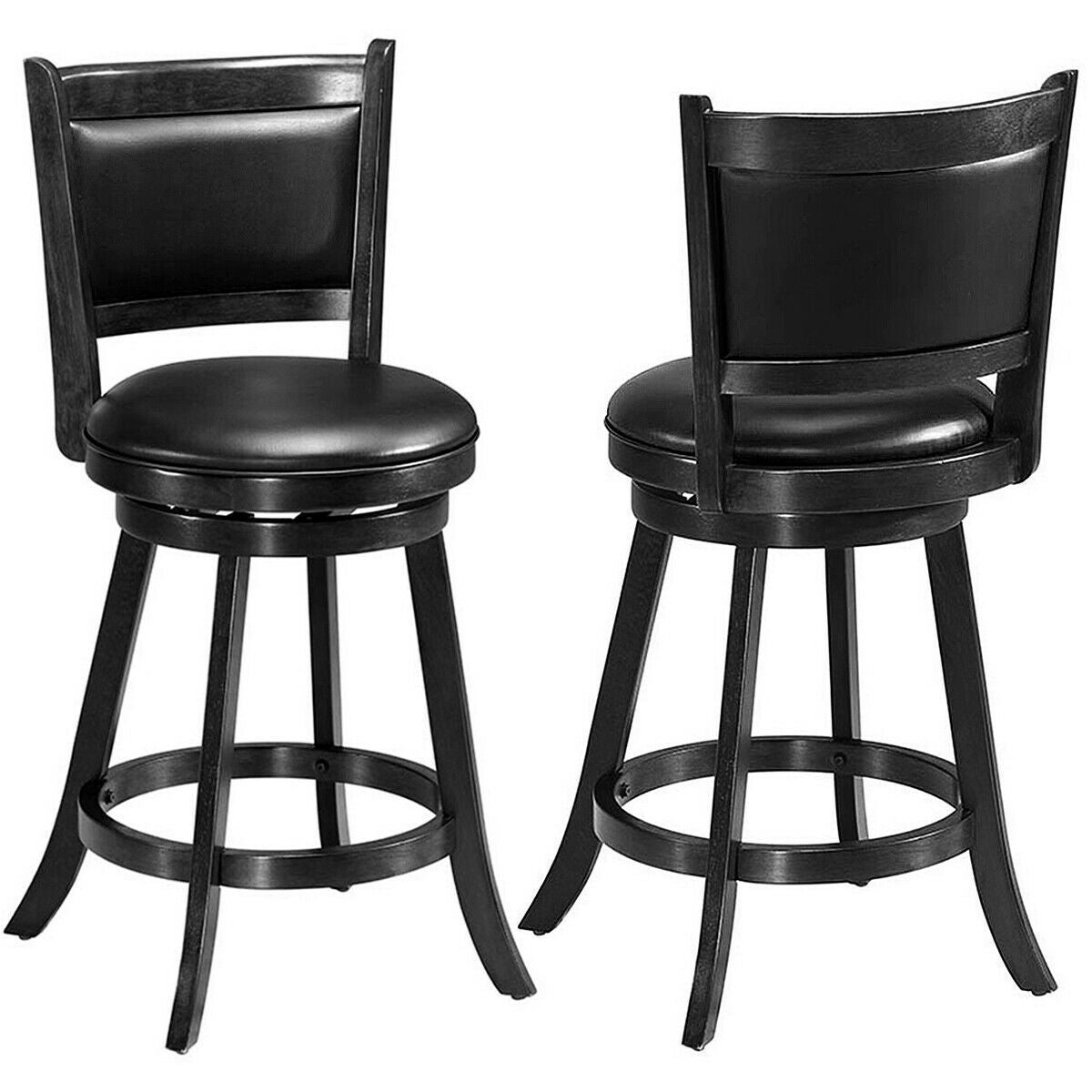 24-Inch Swivel Counter Stools with Upholstered Seat, Set of 2
