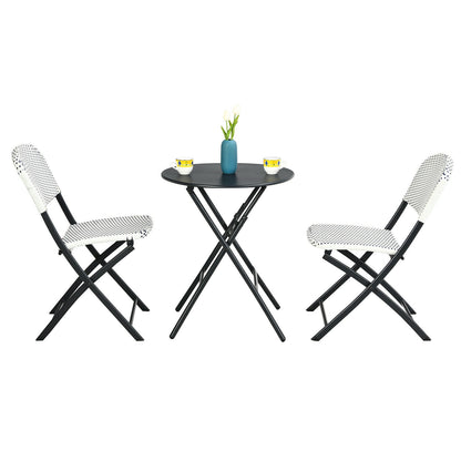 3-Piece Patio Bistro Set with Folding Table and Chairs