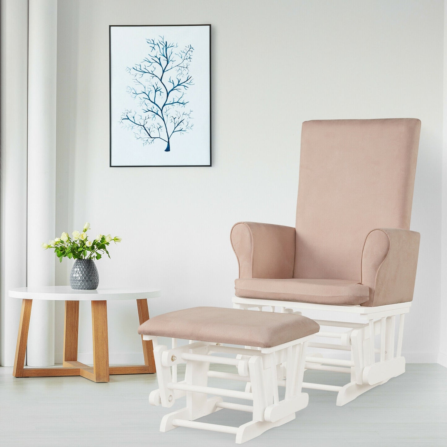 Nursery Glider Rocking Chair with Ottoman Cushion Set