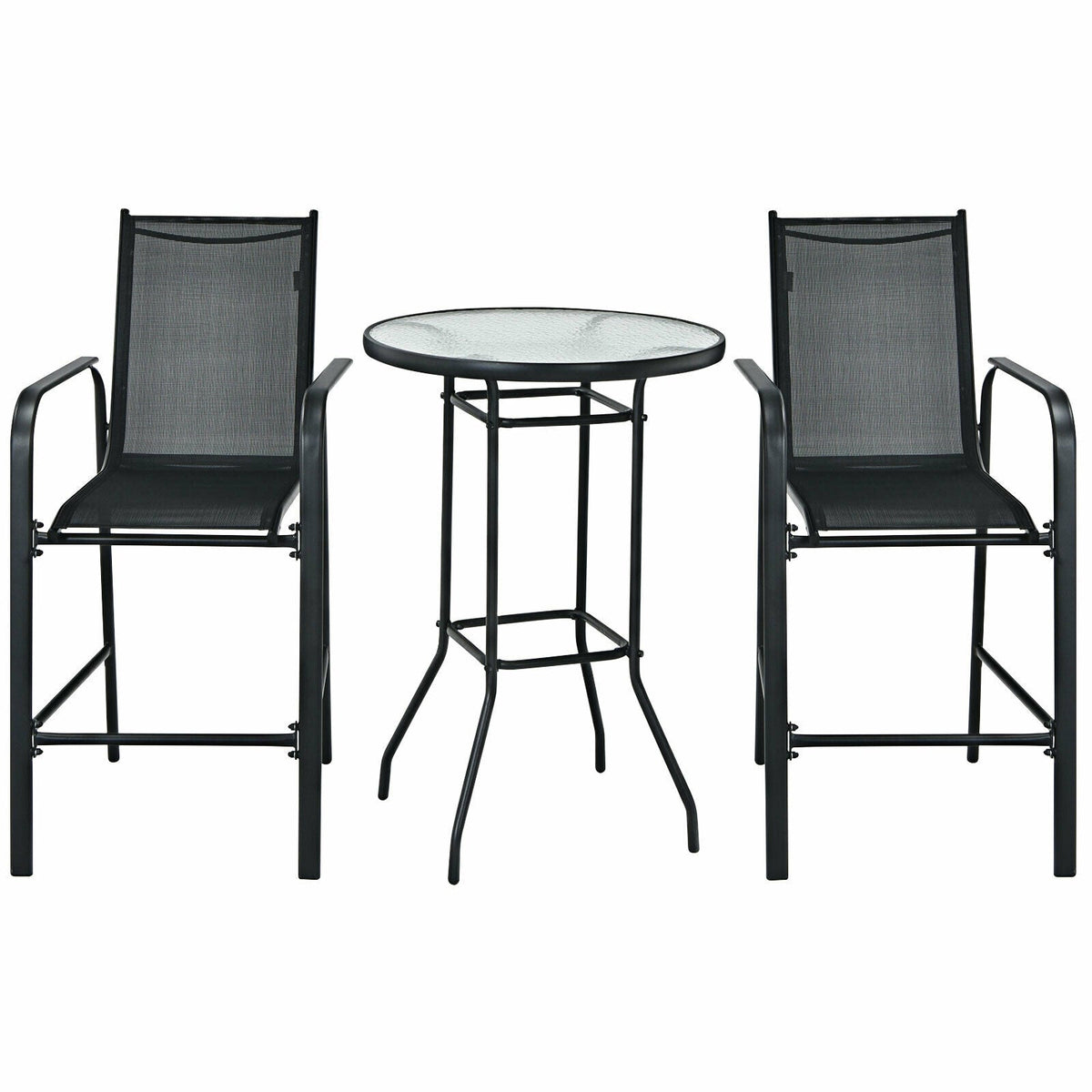 3 Pieces Outdoor Patio Bar Table Stool Set