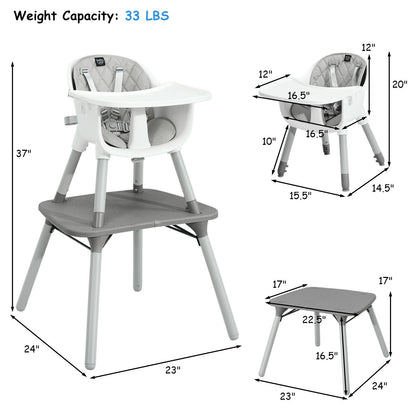 4-in-1 Convertible Baby High Chair with PU Cushion