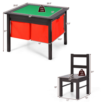 Kids Activity Table and 2 Chairs Set with Storage Drawers