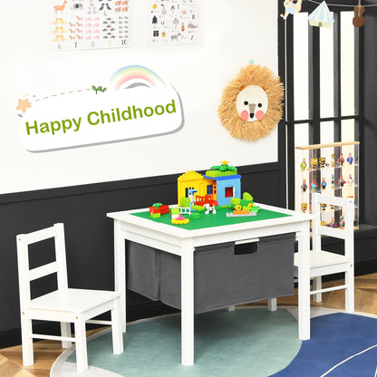 Kids Activity Table and 2 Chairs Set with Storage Drawers