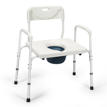 3-in-1 Bedside Commode Portable Toilet with Adjustable Height