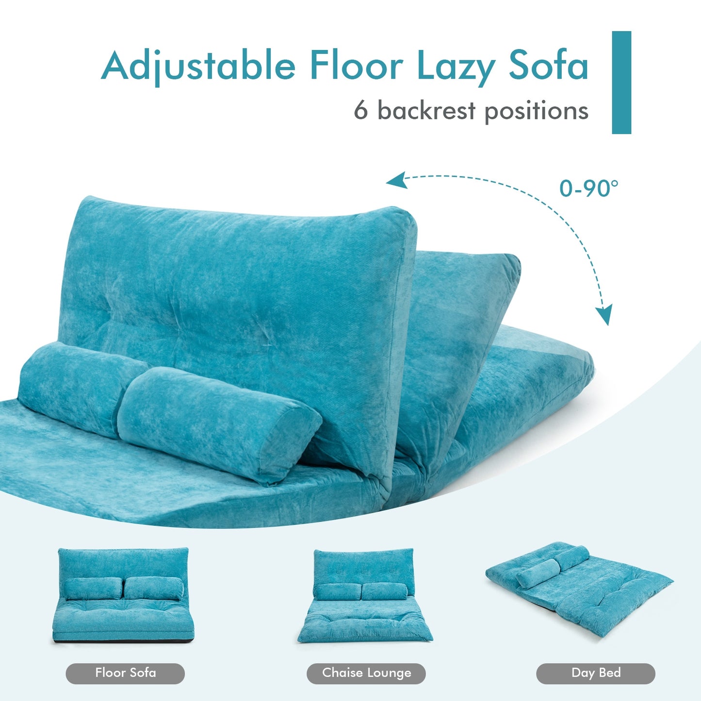 6-Position Adjustable Floor Sofa with 2 Pillows