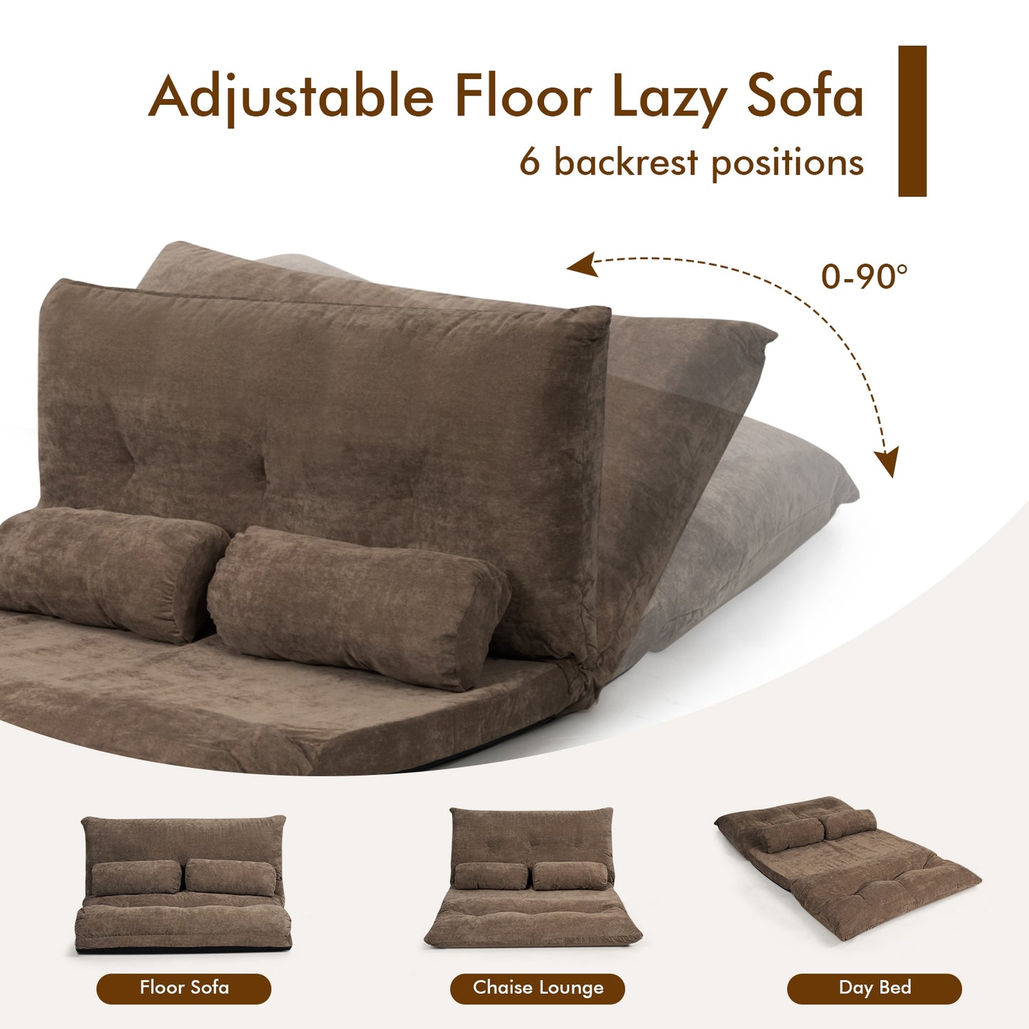 6-Position Adjustable Floor Sofa with 2 Pillows