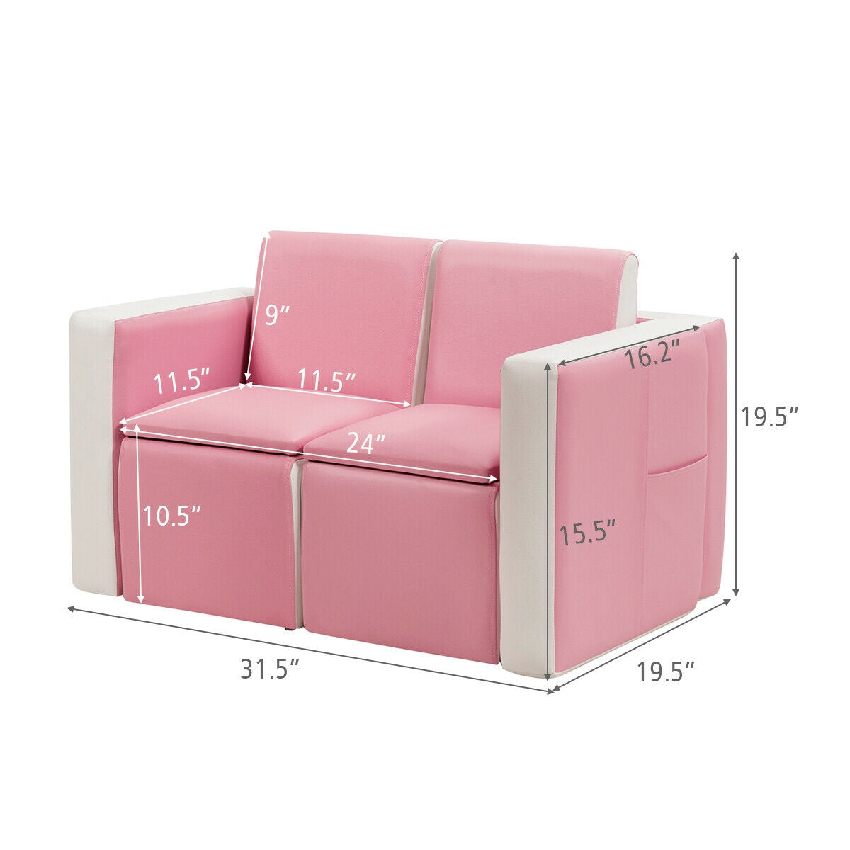 Kids Sofa Table Chair Set - Convertible 3-in-1 Furniture