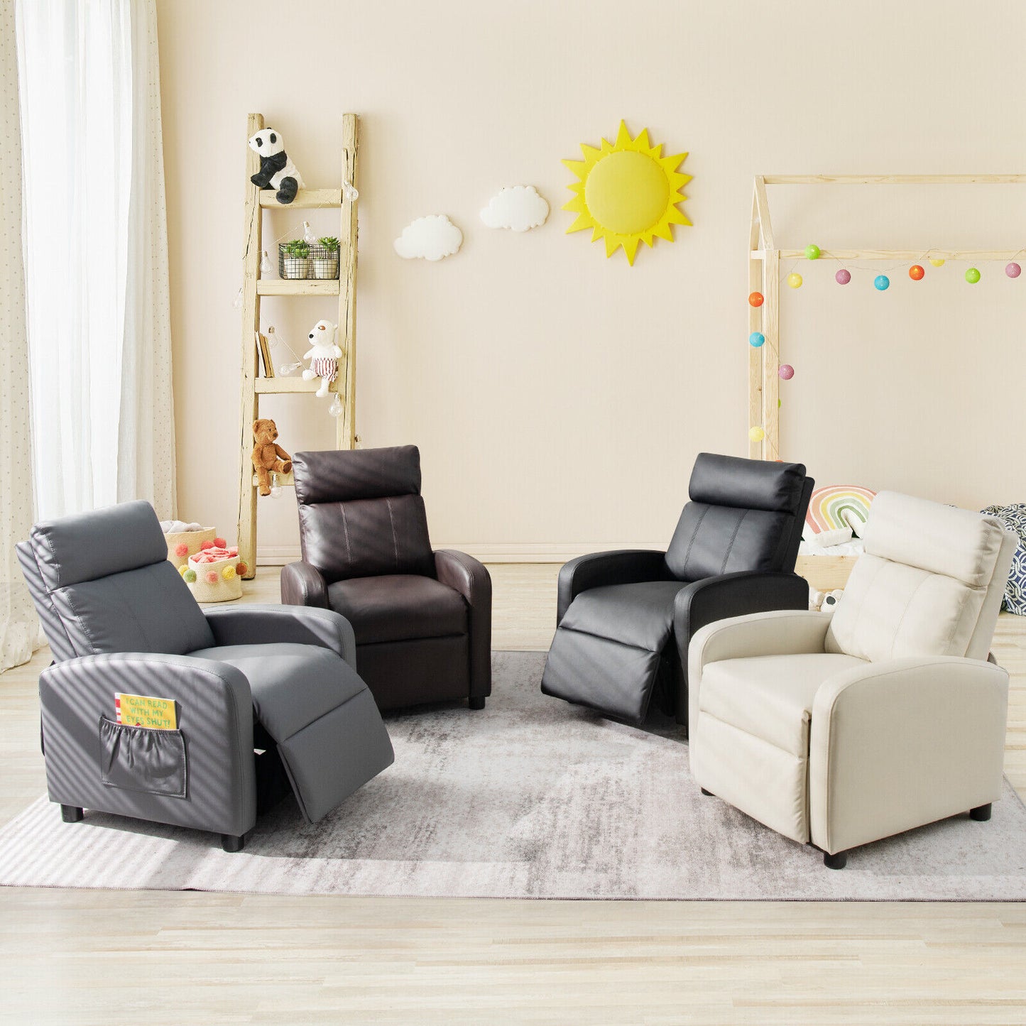 Kids Recliner Chair with Adjustable Backrest & Footrest