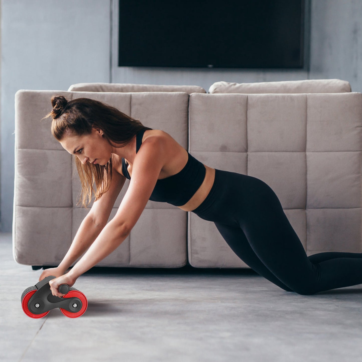 Automatic Rebound AB Roller Wheel with Kneel Pad & Phone Holder