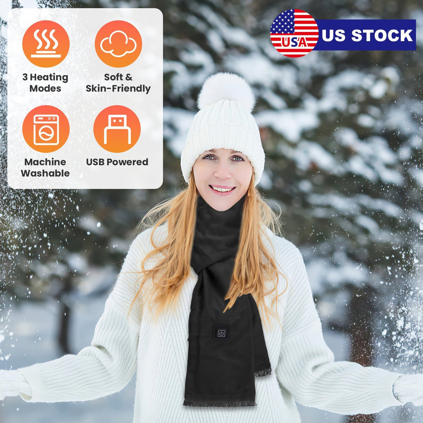USB Heated Winter Scarf with 3 Temperature Settings