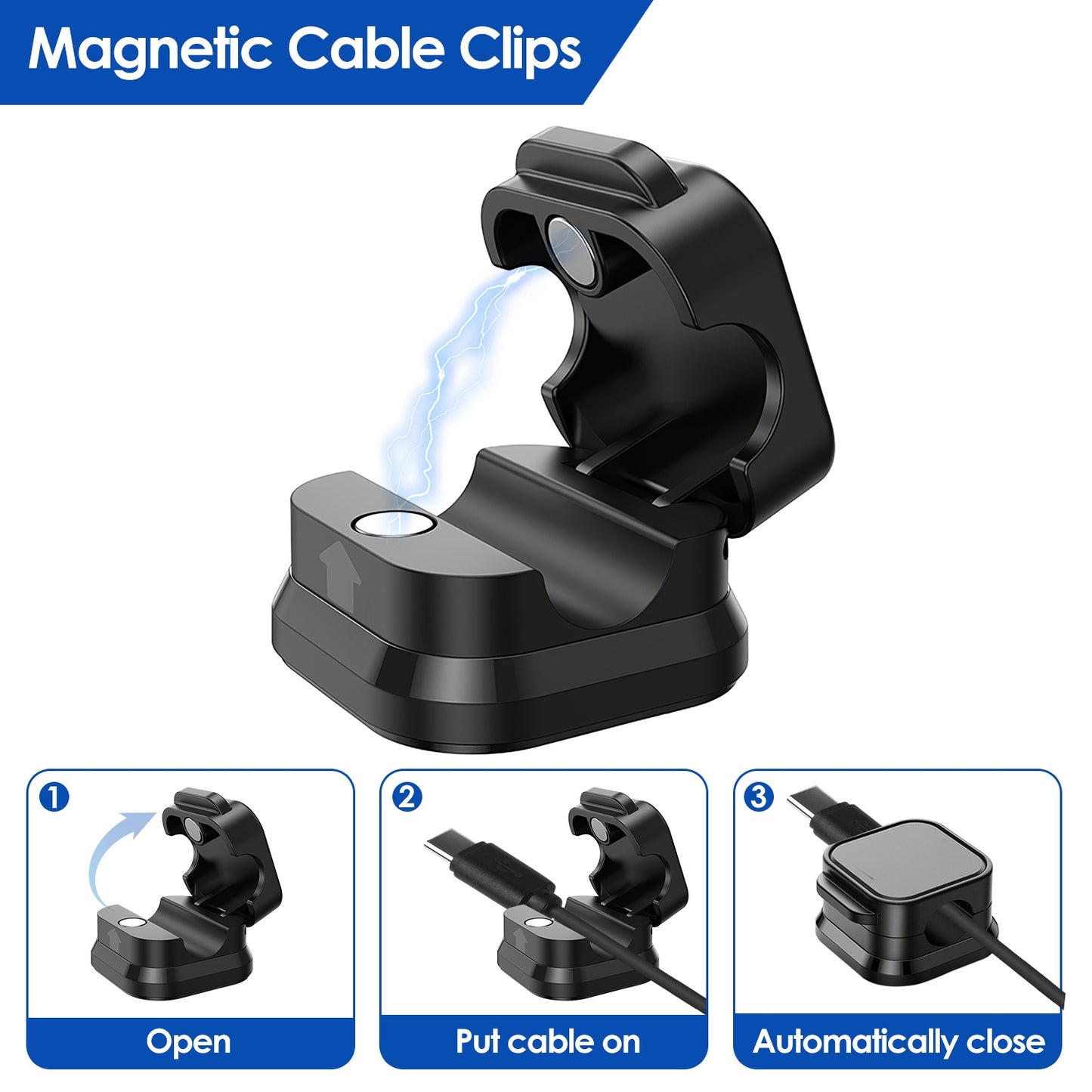 Magnetic Cable Clips 6-Pack - Adhesive Cord Organizer