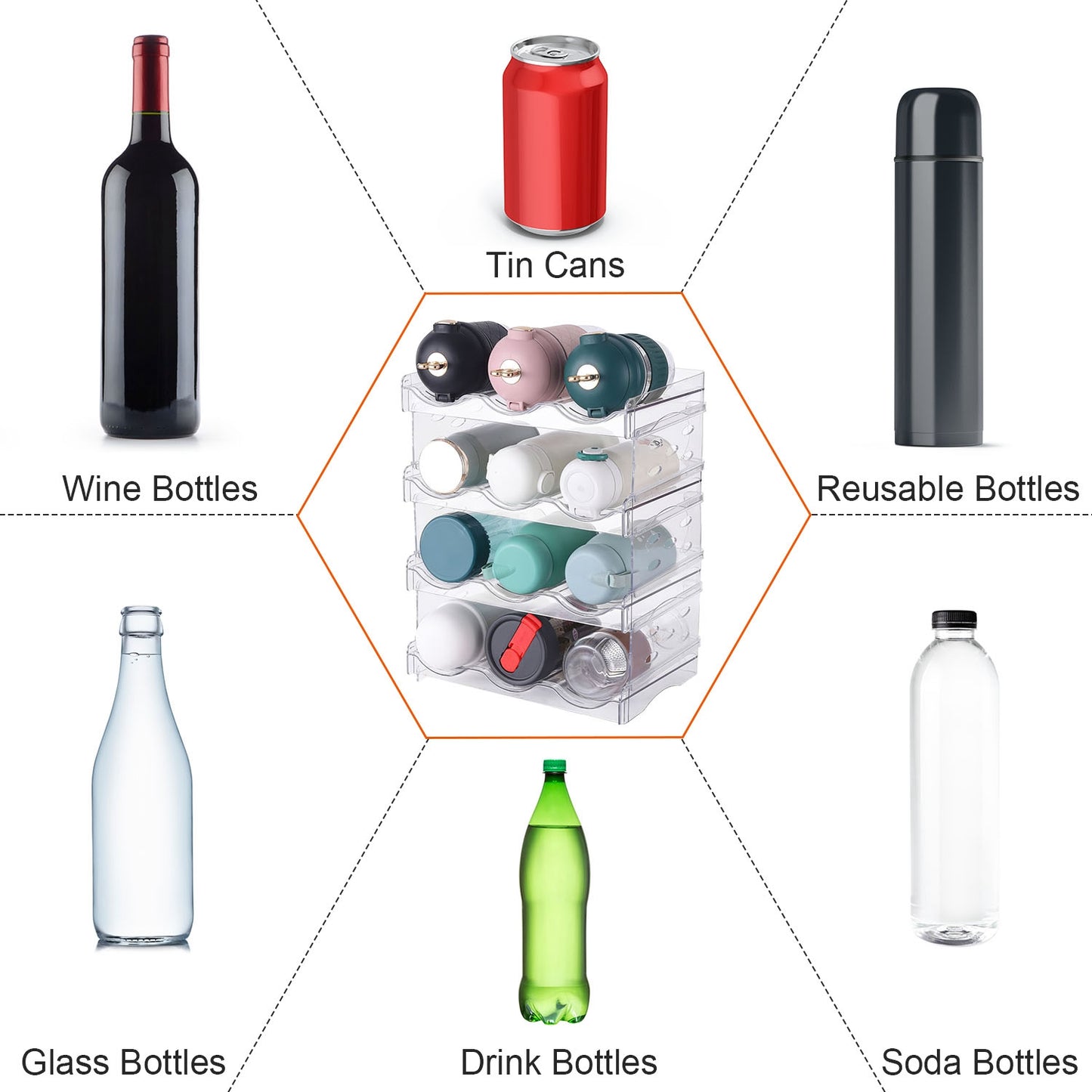 4-Tier Stackable Bottle Organizer for 12 Bottles