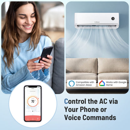 12000 BTU 18.1 SEER2 208/230V Mini Split Air Conditioner Works with Alexa