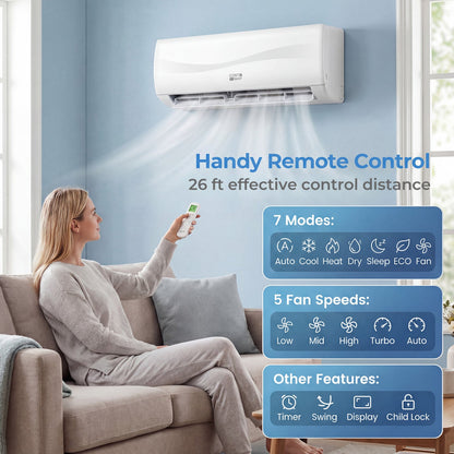 12000 BTU 20 SEER2 115 V Mini Split Air Conditioner with Heat Pump