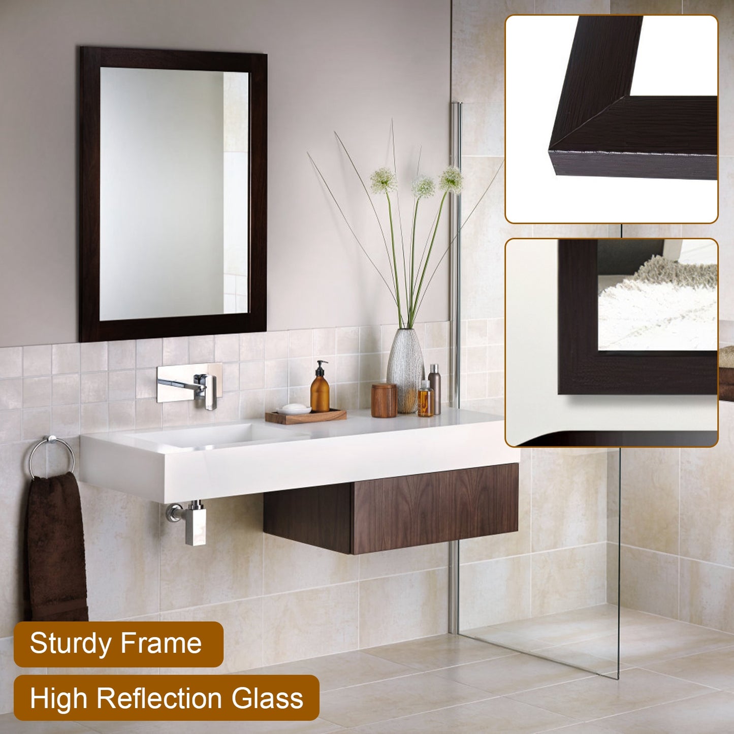 Wooden Frame Modern Wall Mirror