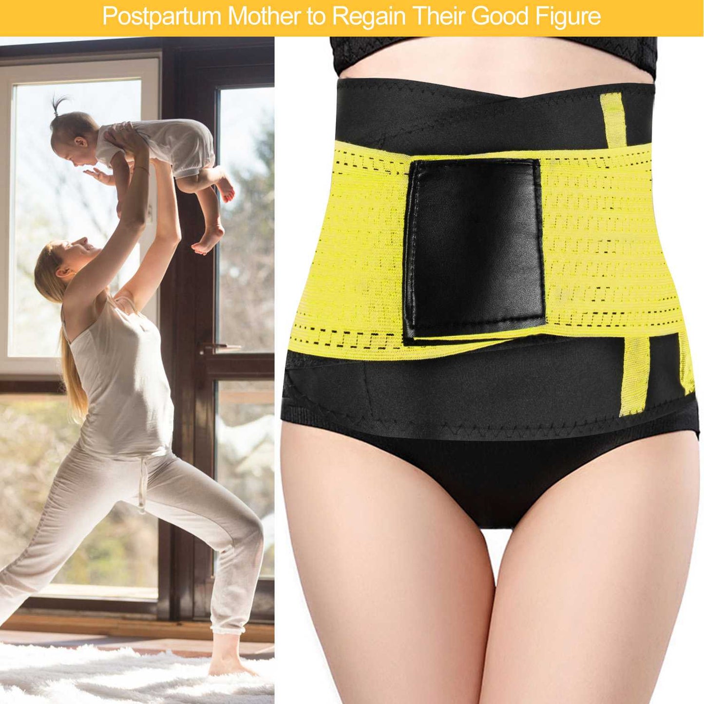 Waist Trainer Belt with Back Support - Adjustable Slimming Band