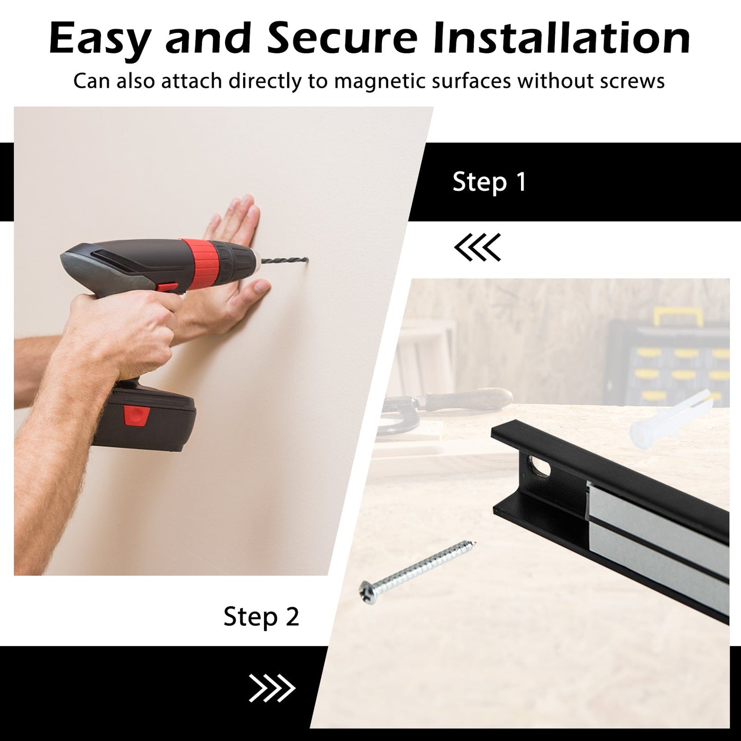 18 Inch Magnetic Tool Holder Strip with Mounting Screws