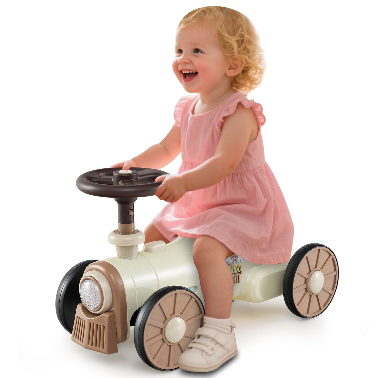 Ride on Toy with Steering Wheel and Train Whistle Sound Button