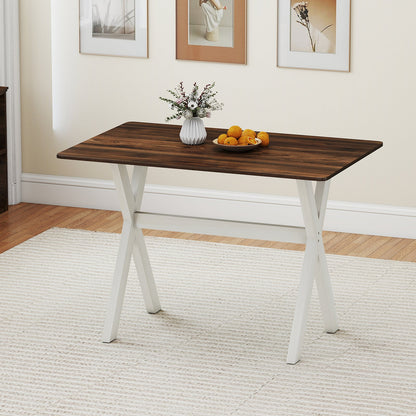 Modern Dining Table Wooden Kitchen Table with X-shaped Frame-White