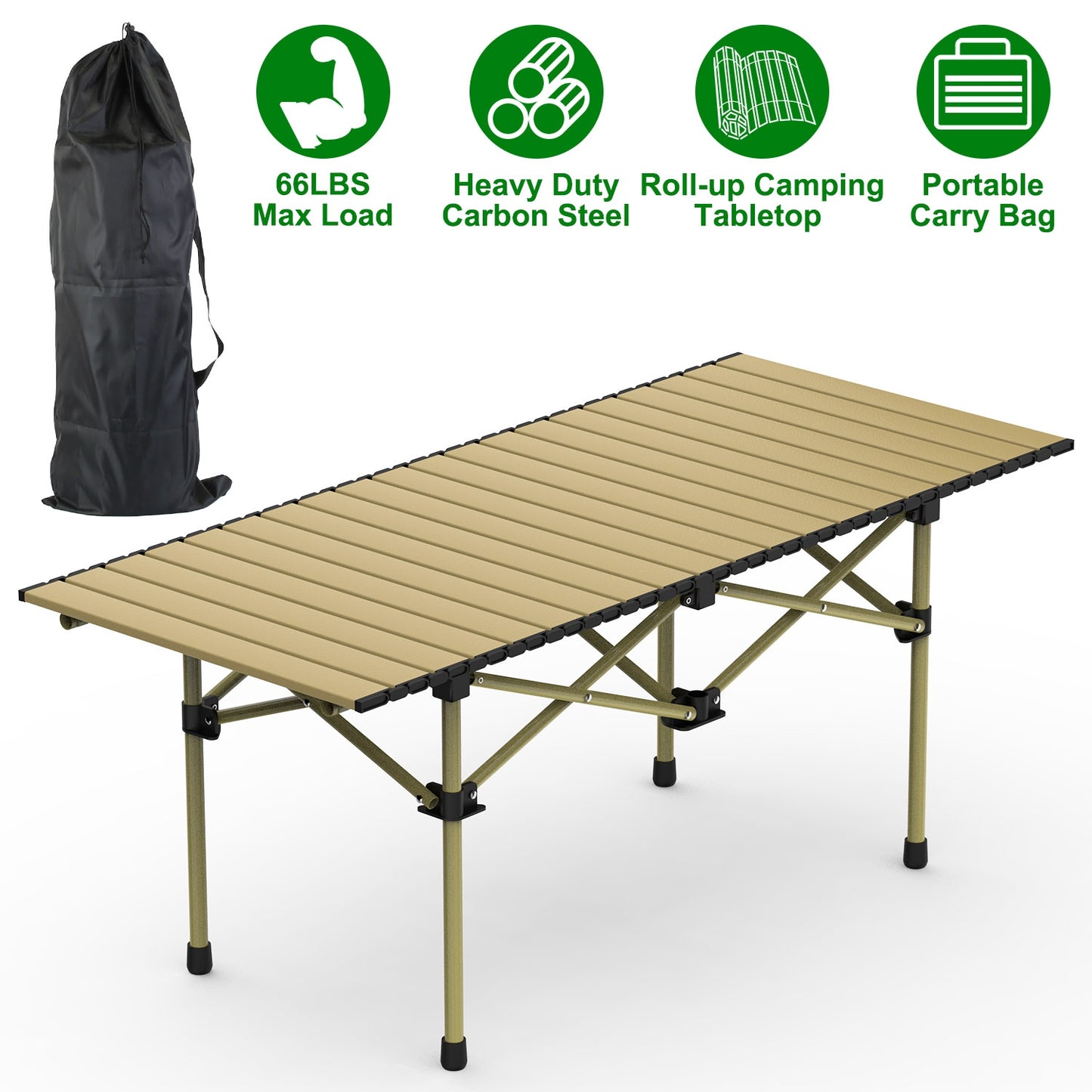 Folding Camping Table with Carry Bag - Lightweight Carbon Steel