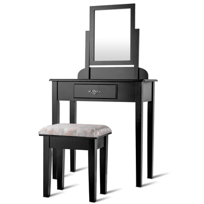 Vanity Dressing Table Set with Large Square Mirror and Stool
