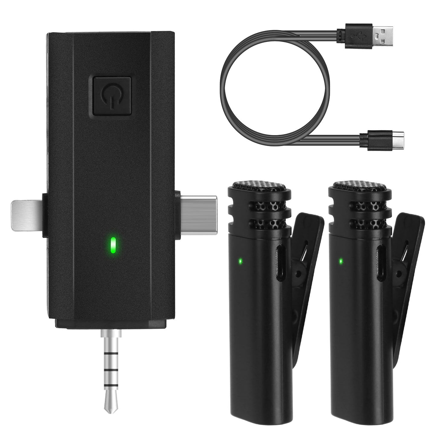Wireless Clip-On Microphone with 3-in-1 Receiver