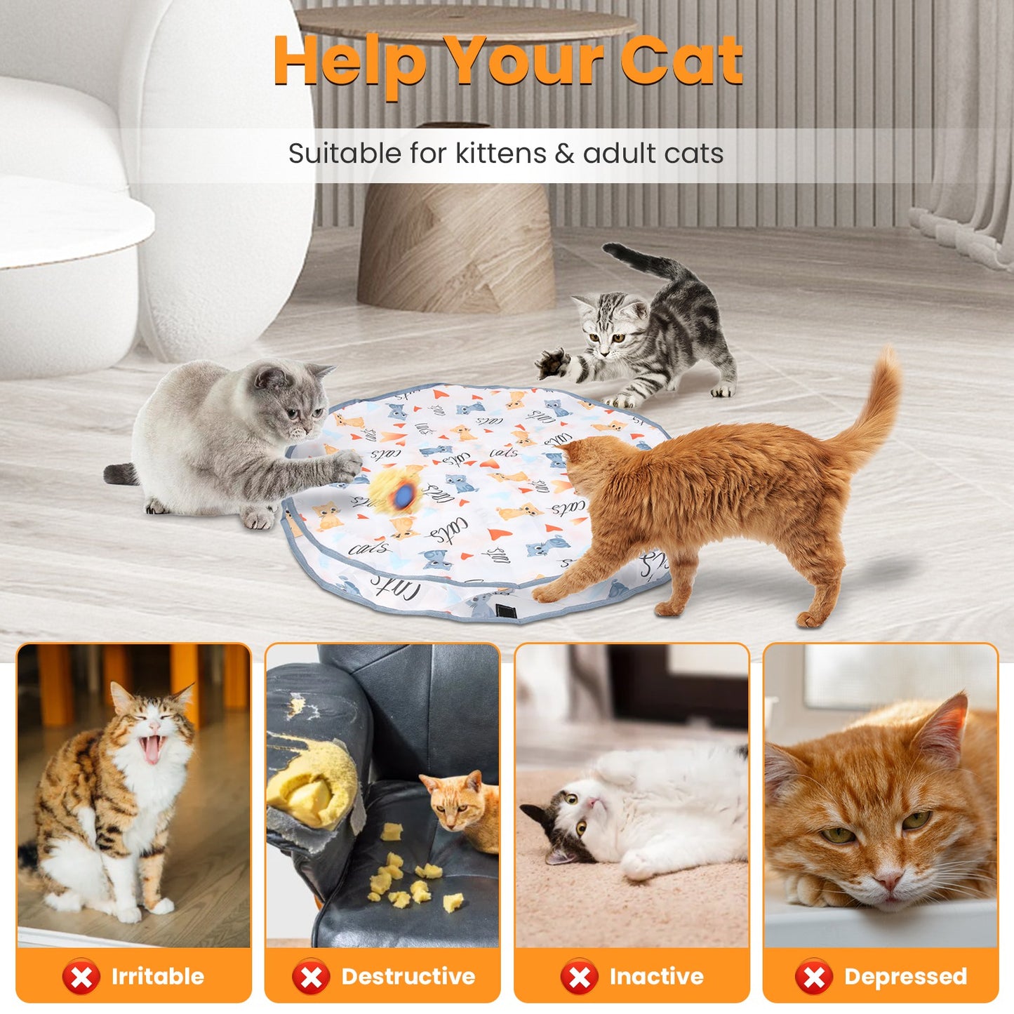 Interactive Motion Activated Cat Toy Ball with Rechargeable Battery