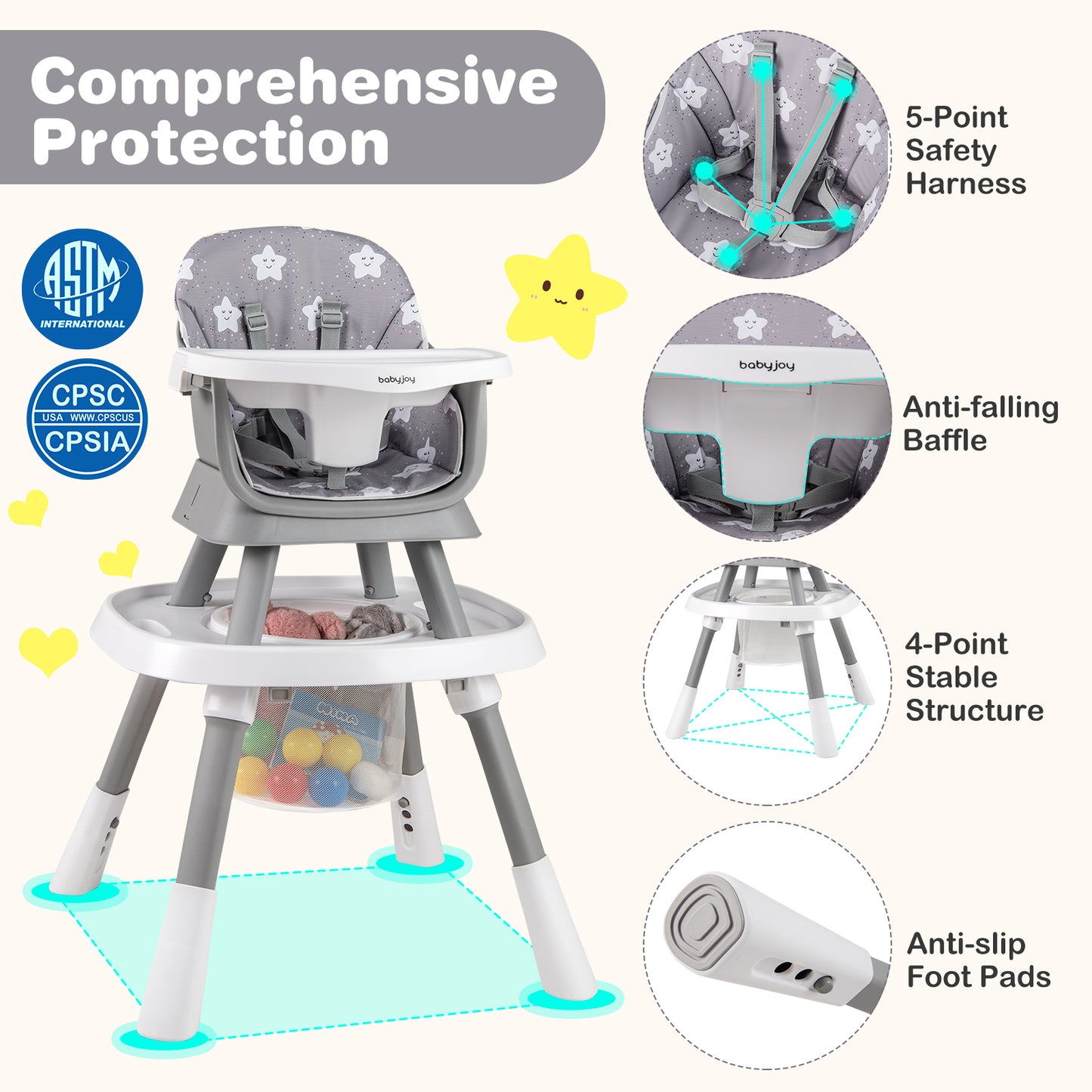 16-in-1 Convertible High Chair with Activity Center