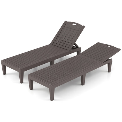 Adjustable Outdoor Chaise Lounge Chairs Set of 2 - 350 lbs